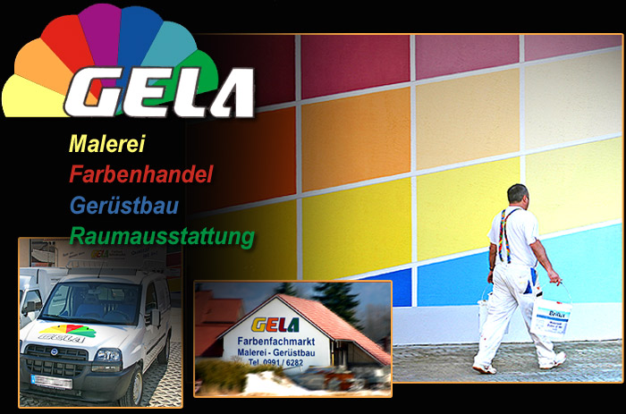 GELA Arbeitsmotiv mit farbiger Fassadenfläche